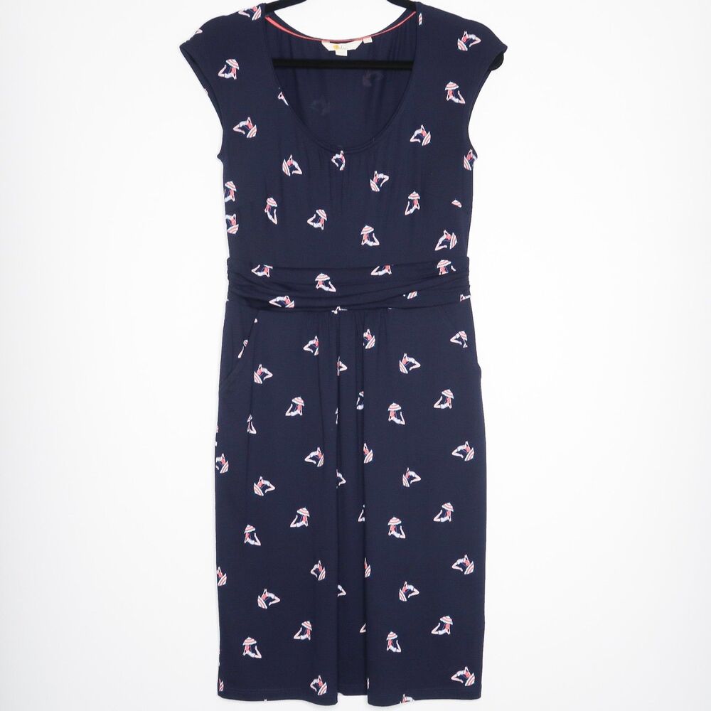 Boden Womens Navyโ Blue Beach Umbrella Print Sheath Dress Size 4R